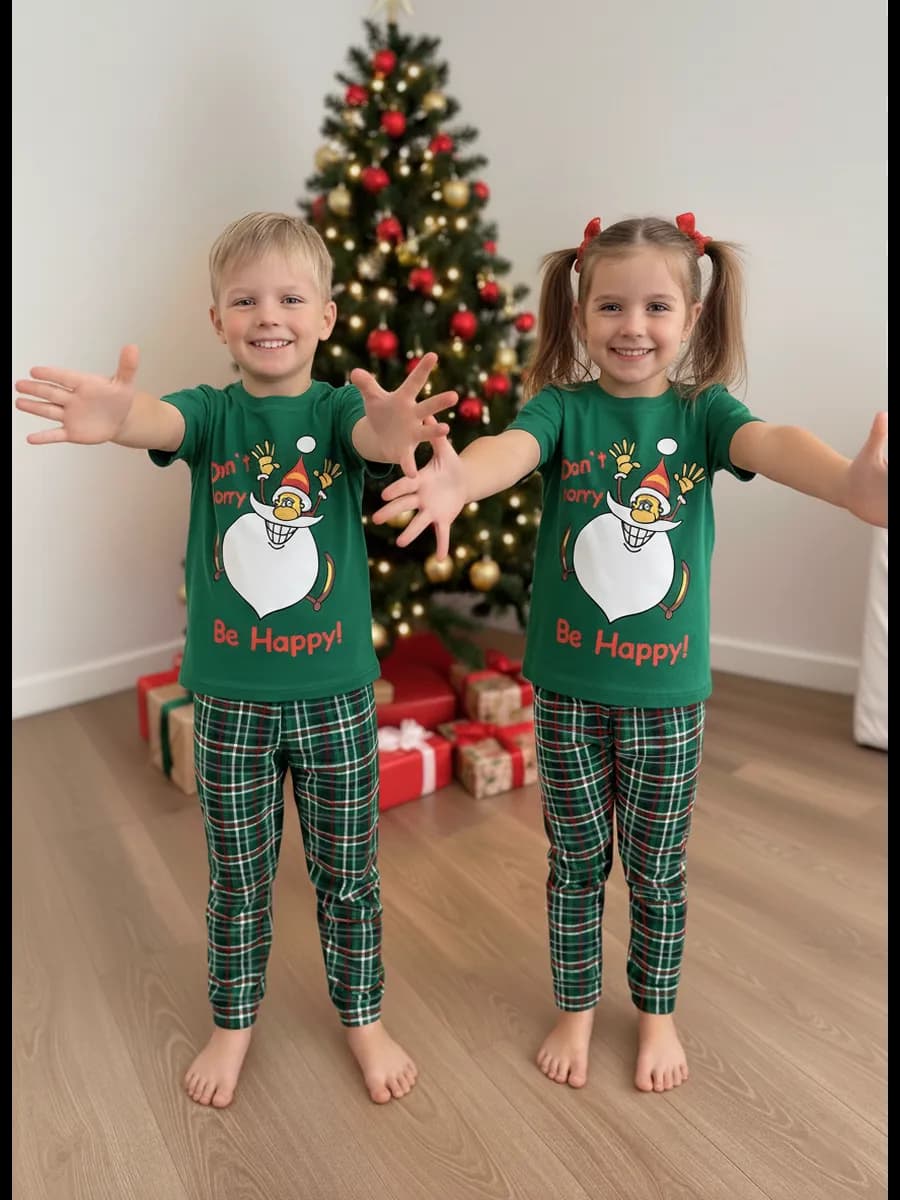 Пижама детская новогодняя с штанами - фото 1