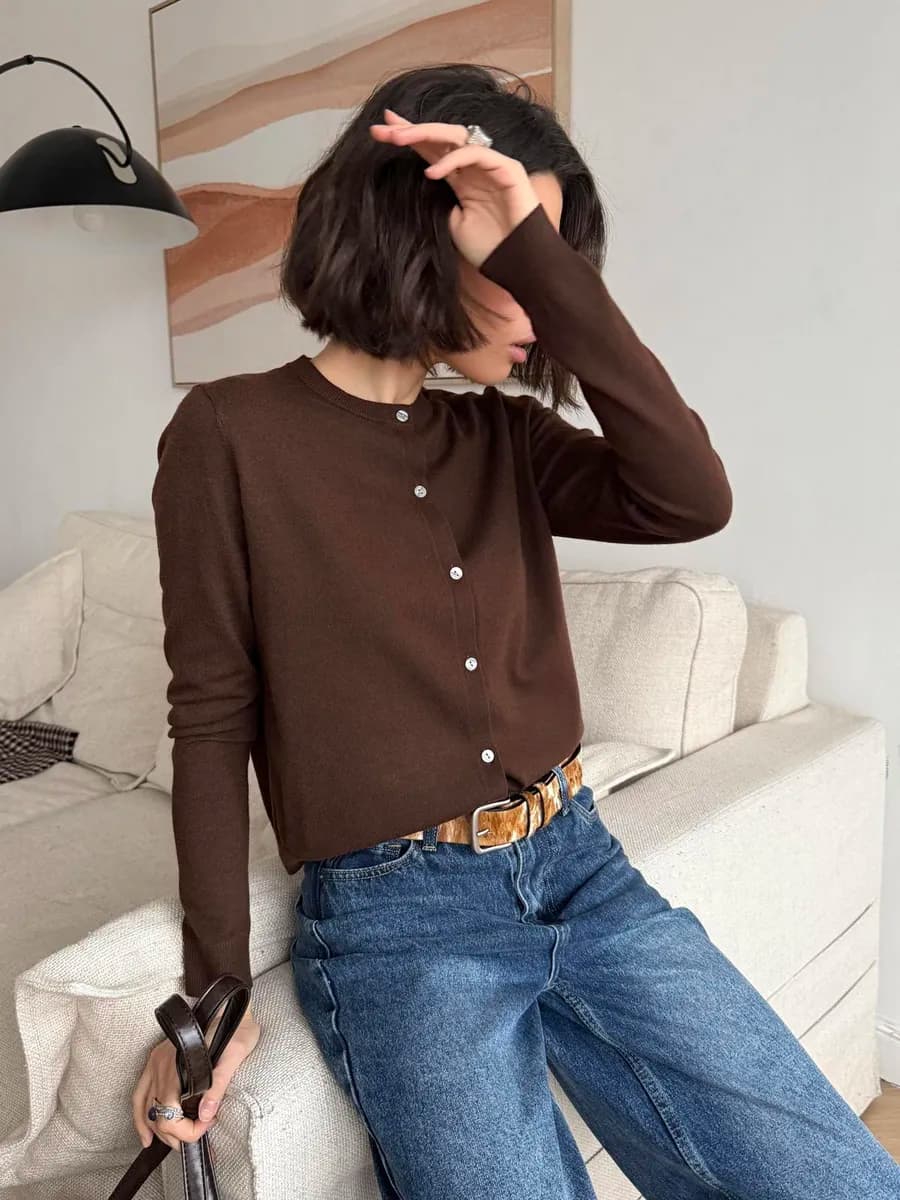 Кардиган укороченный на пуговицах