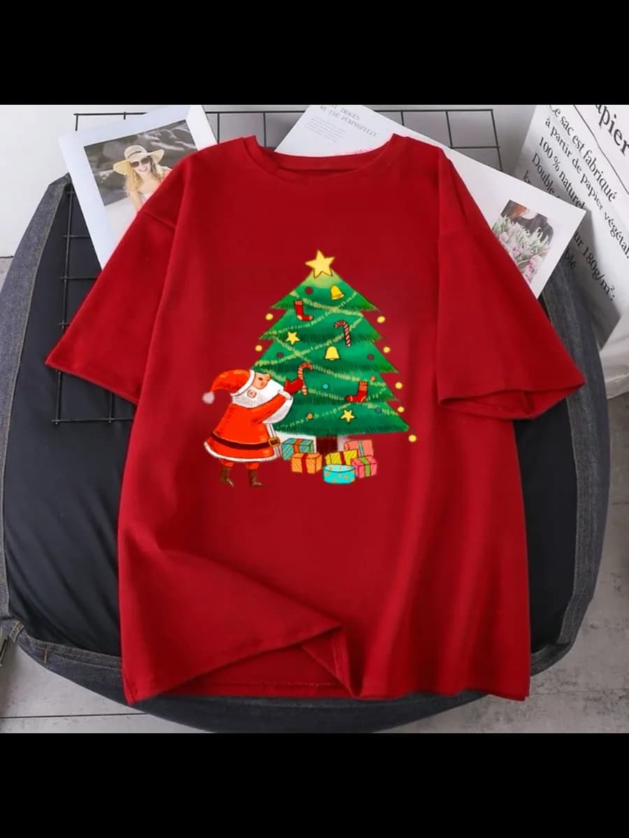 Футболка с принтом новогодняя 2026