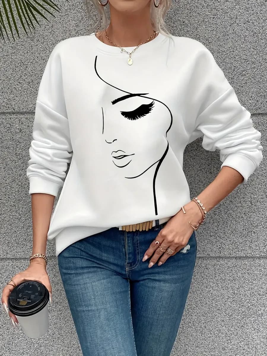 Свитшот оверсайз с принтом Нарядная кофта длинная Old Money