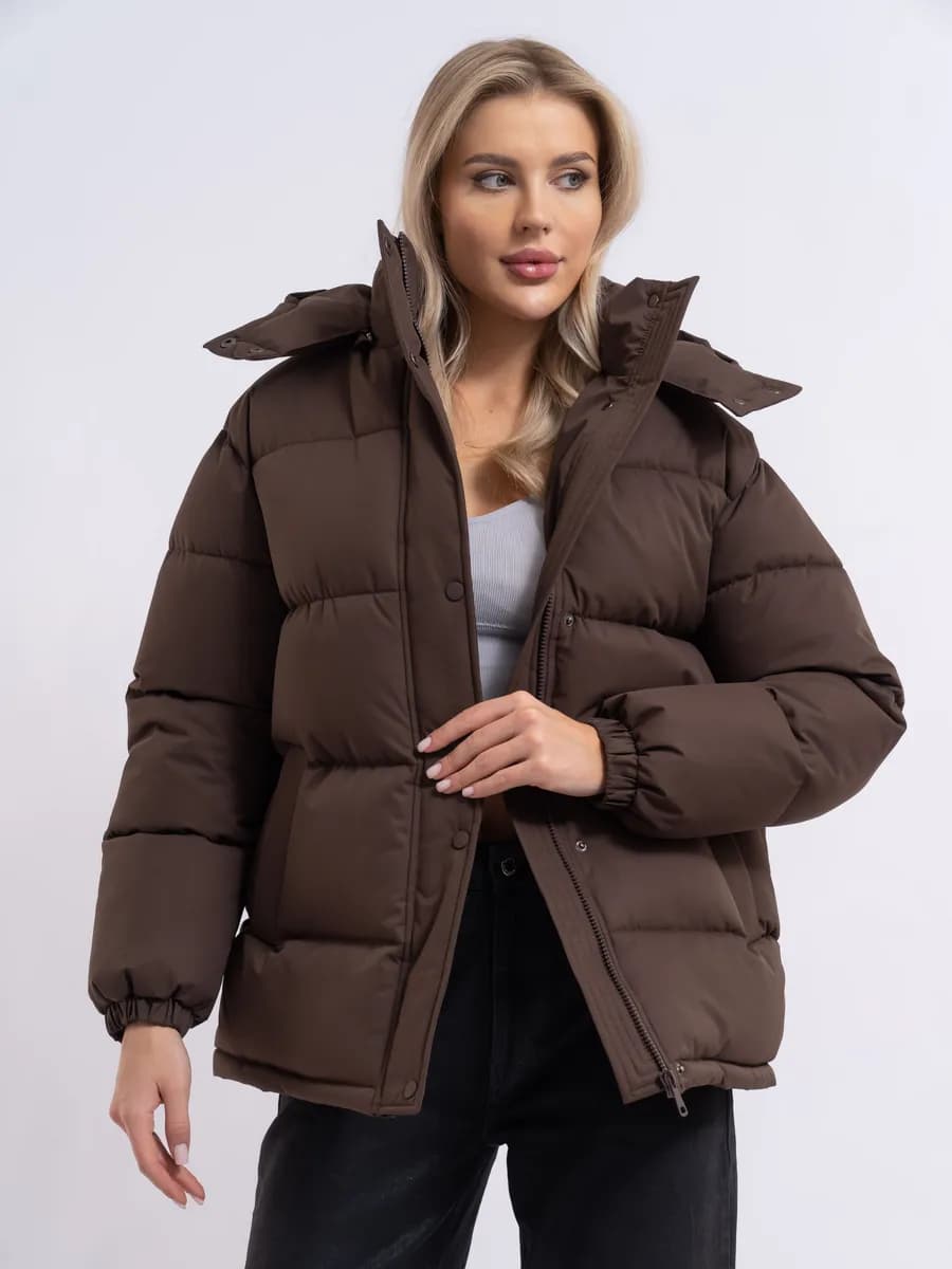 Куртка оверсайз зимняя с капюшоном - фото 1