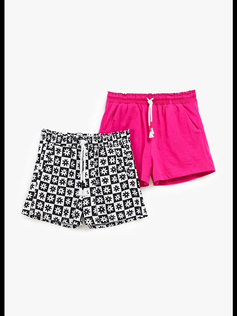 Шорты хлопковые с принтом в клетку, в комплекте 2 шт