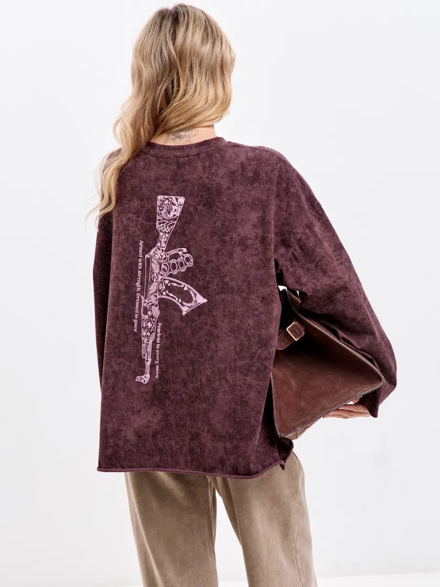 Лонгслив оверсайз варенка с принтом