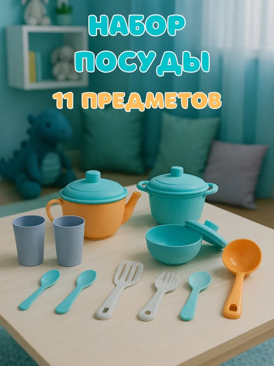 Набор для девочек игрушечная посуда органические материалы
