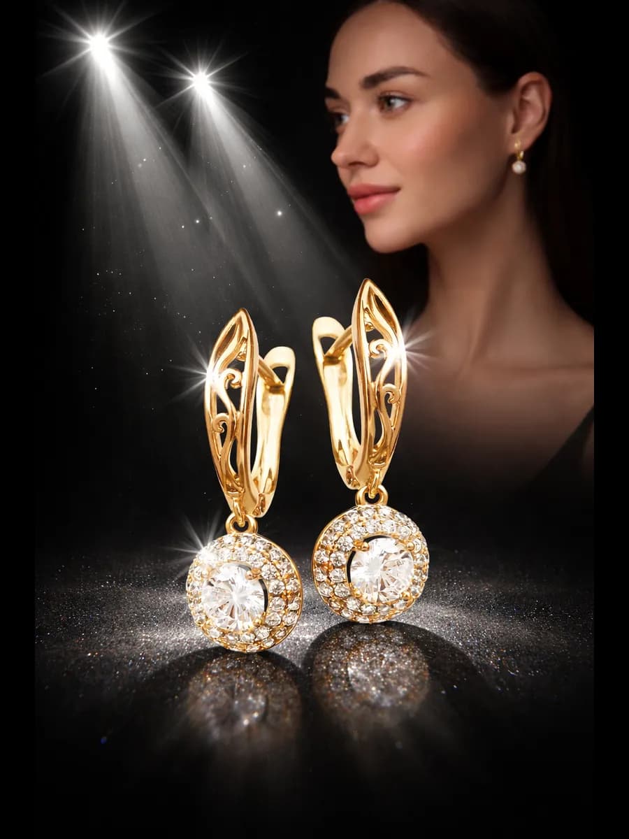 Серьги бижутерия под золото Подарок на нг