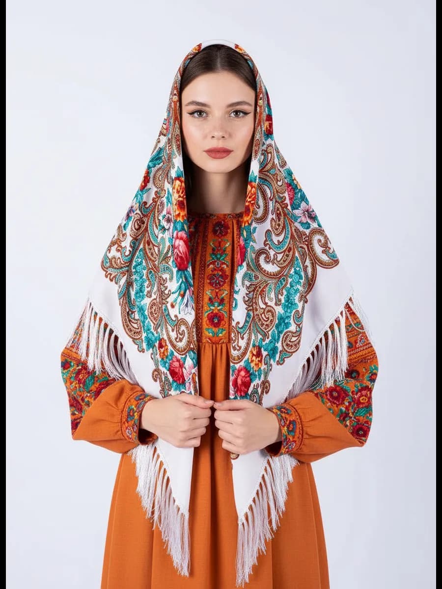 Платок шаль в русском стиле