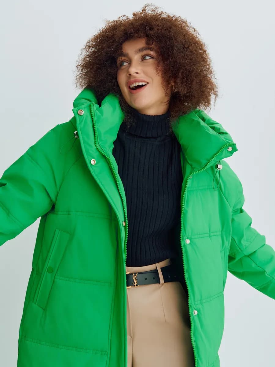 Пуховик зимний длинный с капюшоном