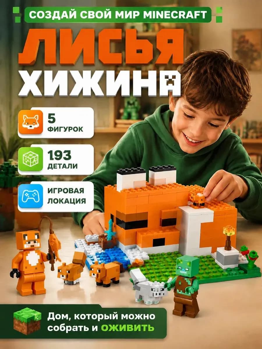 Конструктор Лисья Хижина lego Minecraft