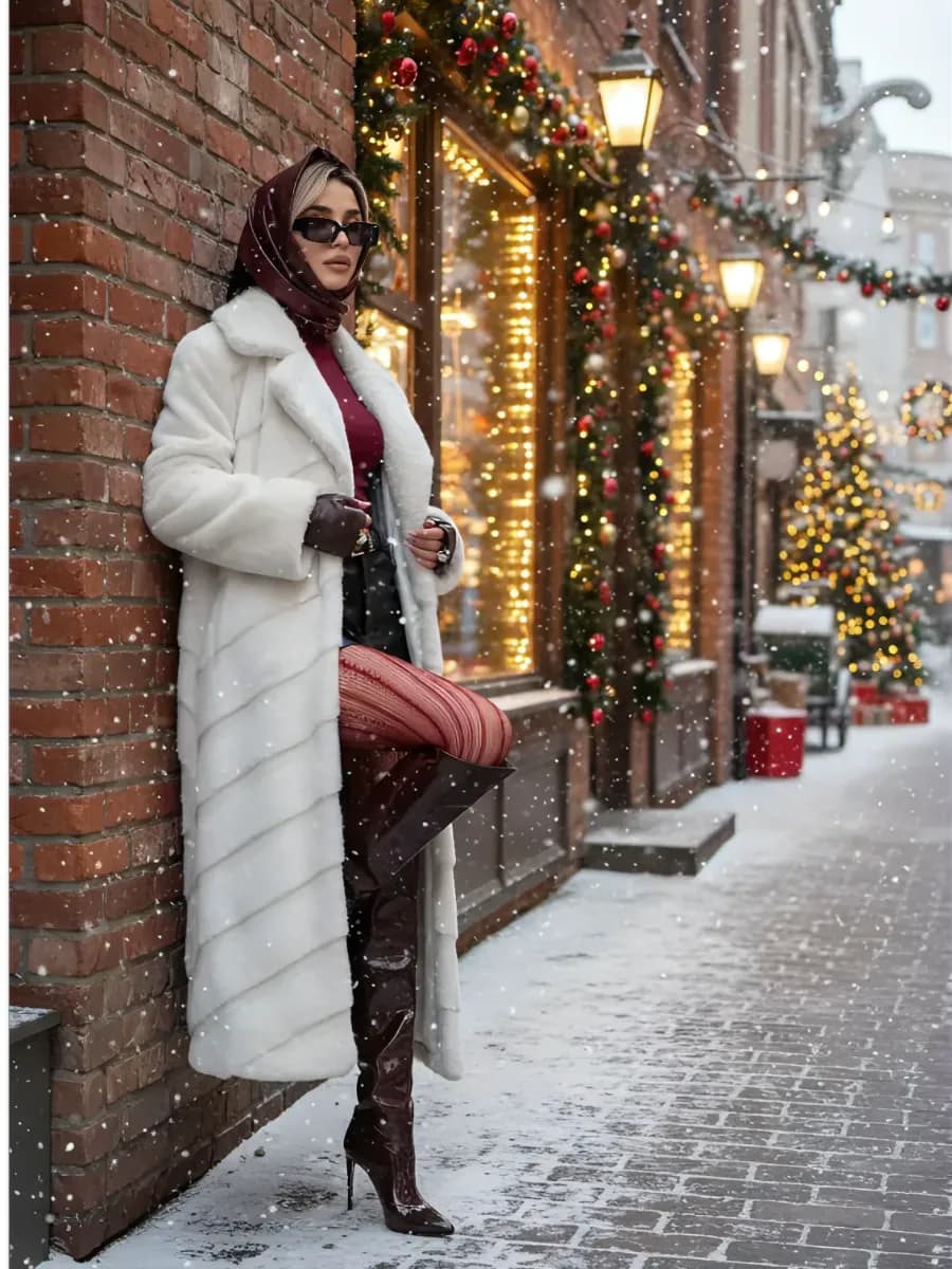 Шуба длинная экомех 120 см