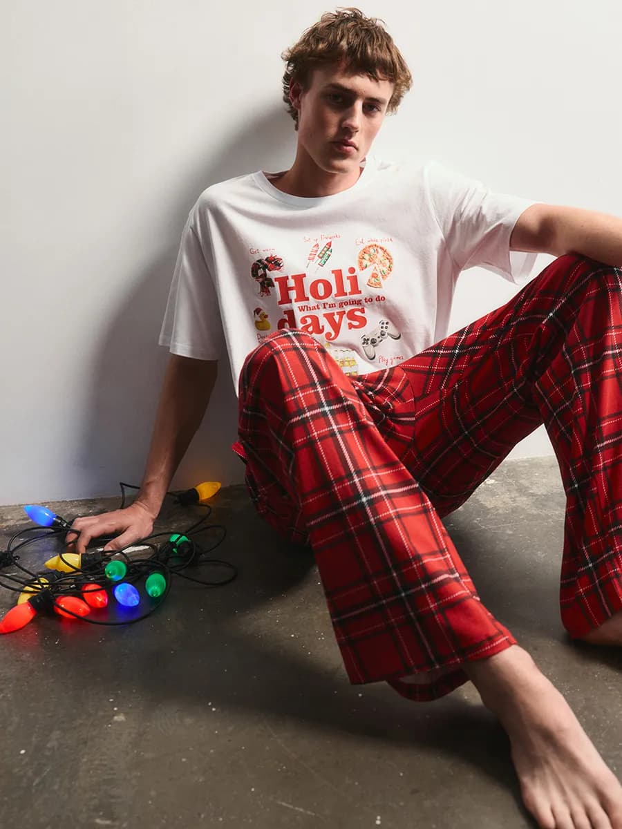 Брюки пижамные в клетку - фото 1