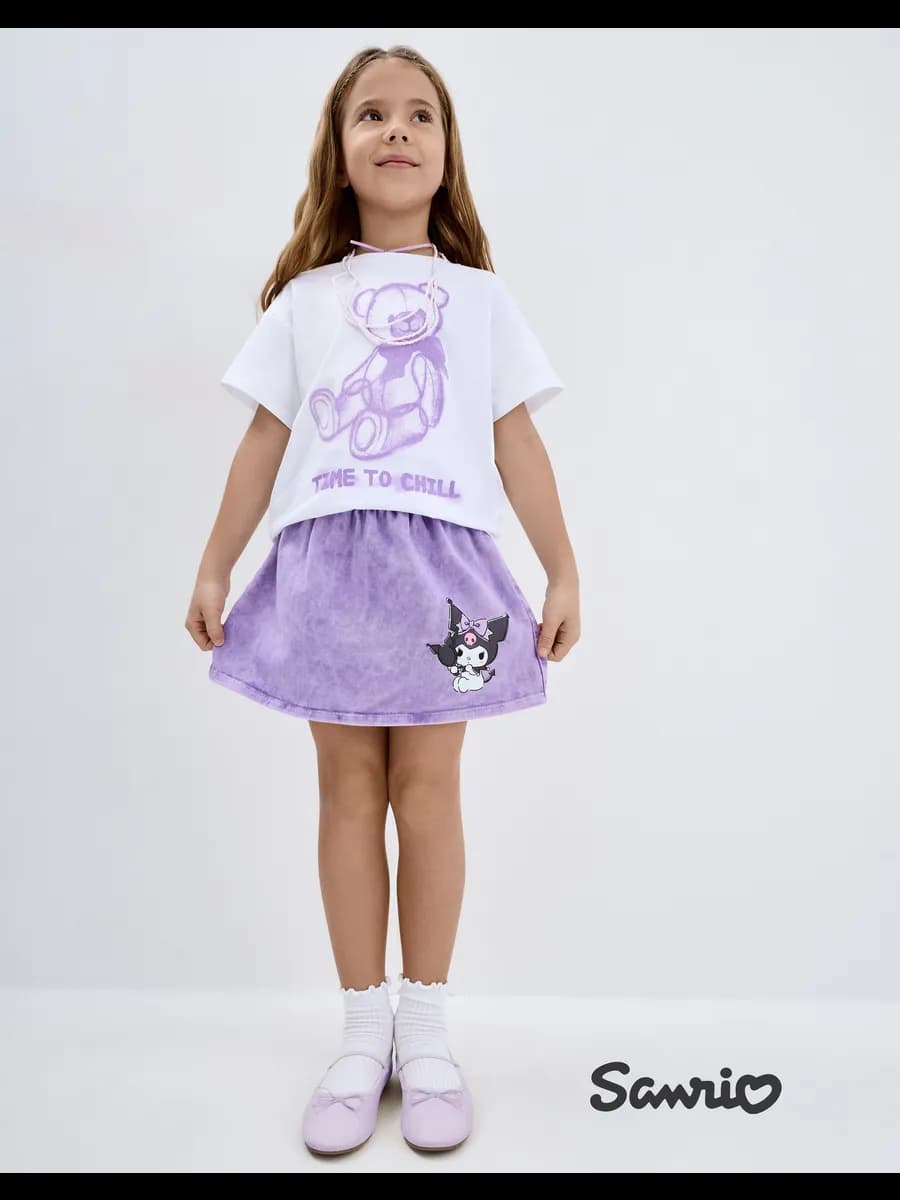 Фиолетовая юбка с принтом Kuromi