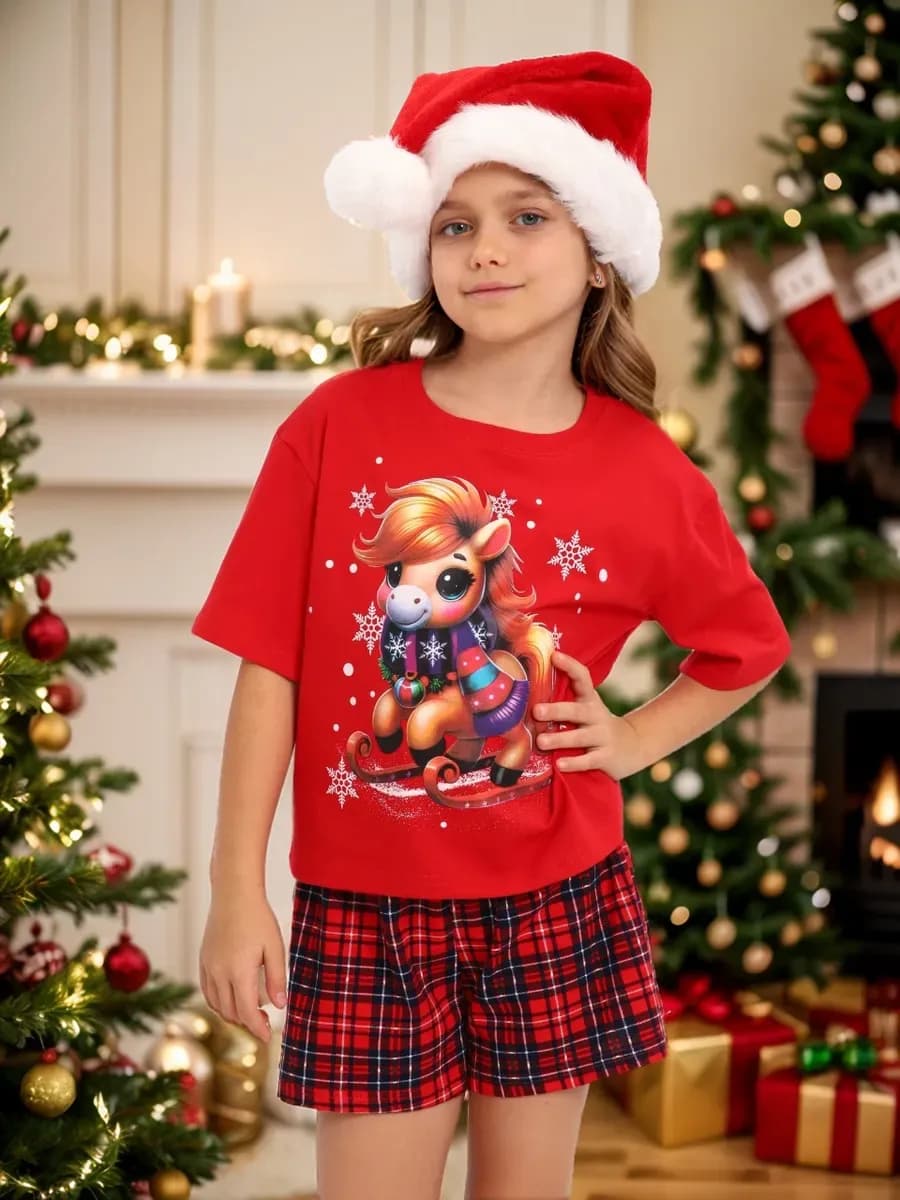 Пижама новогодняя детская с шортами