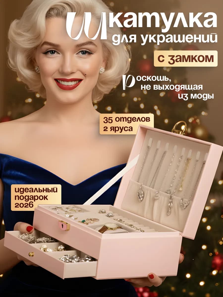 Шкатулка для украшений большая с замком