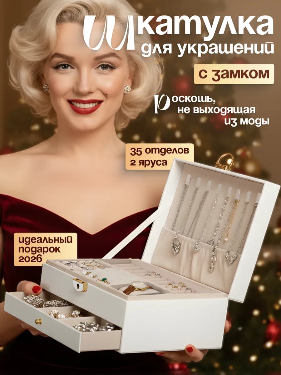 Шкатулка для украшений большая с замком