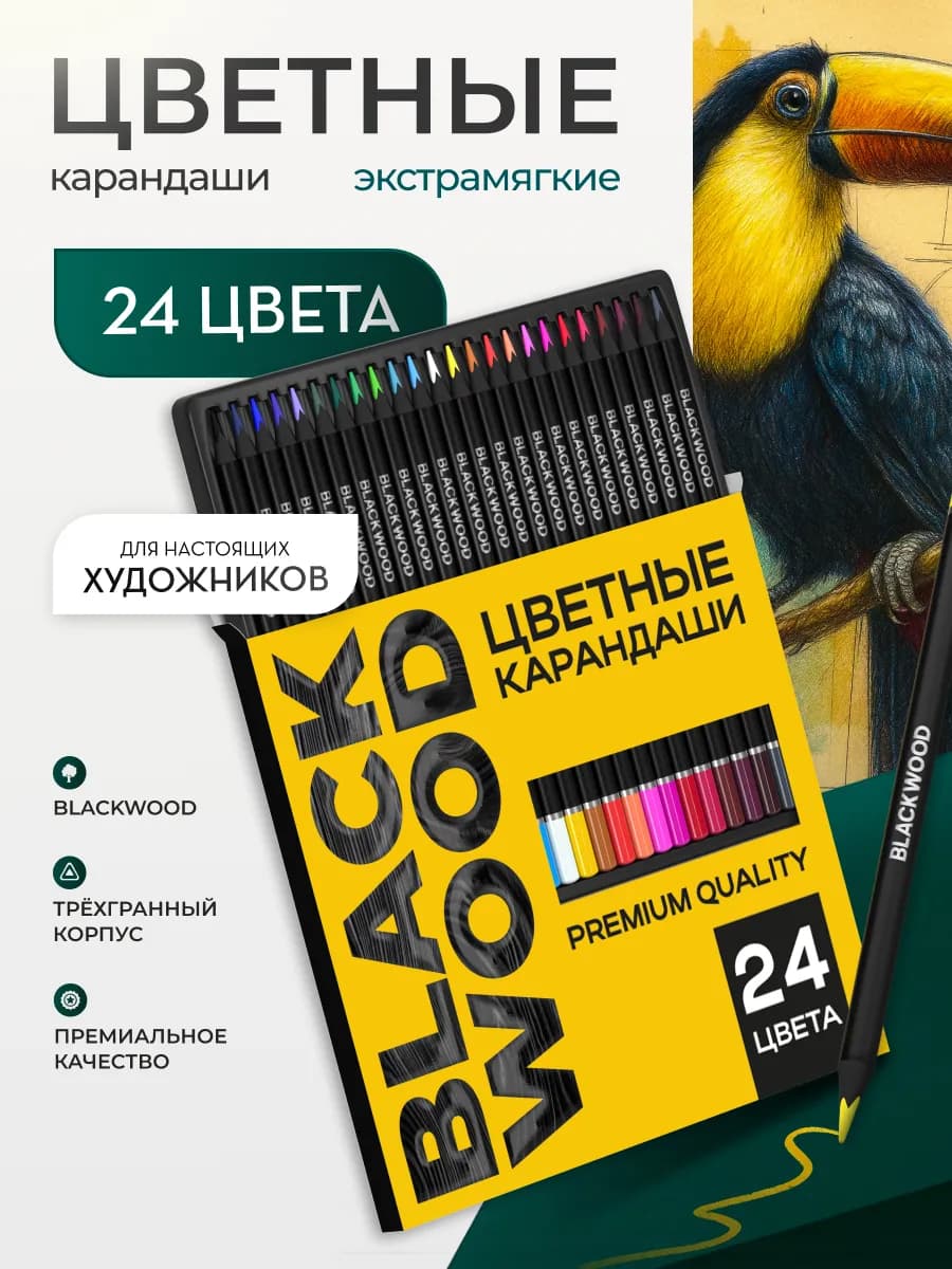 Набор цветных карандашей 24 цвета в картонной упаковке