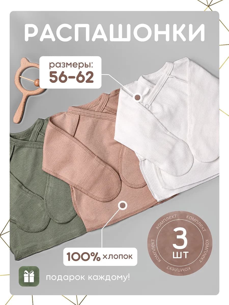Распашонки для новорожденных набор 3шт на кнопках