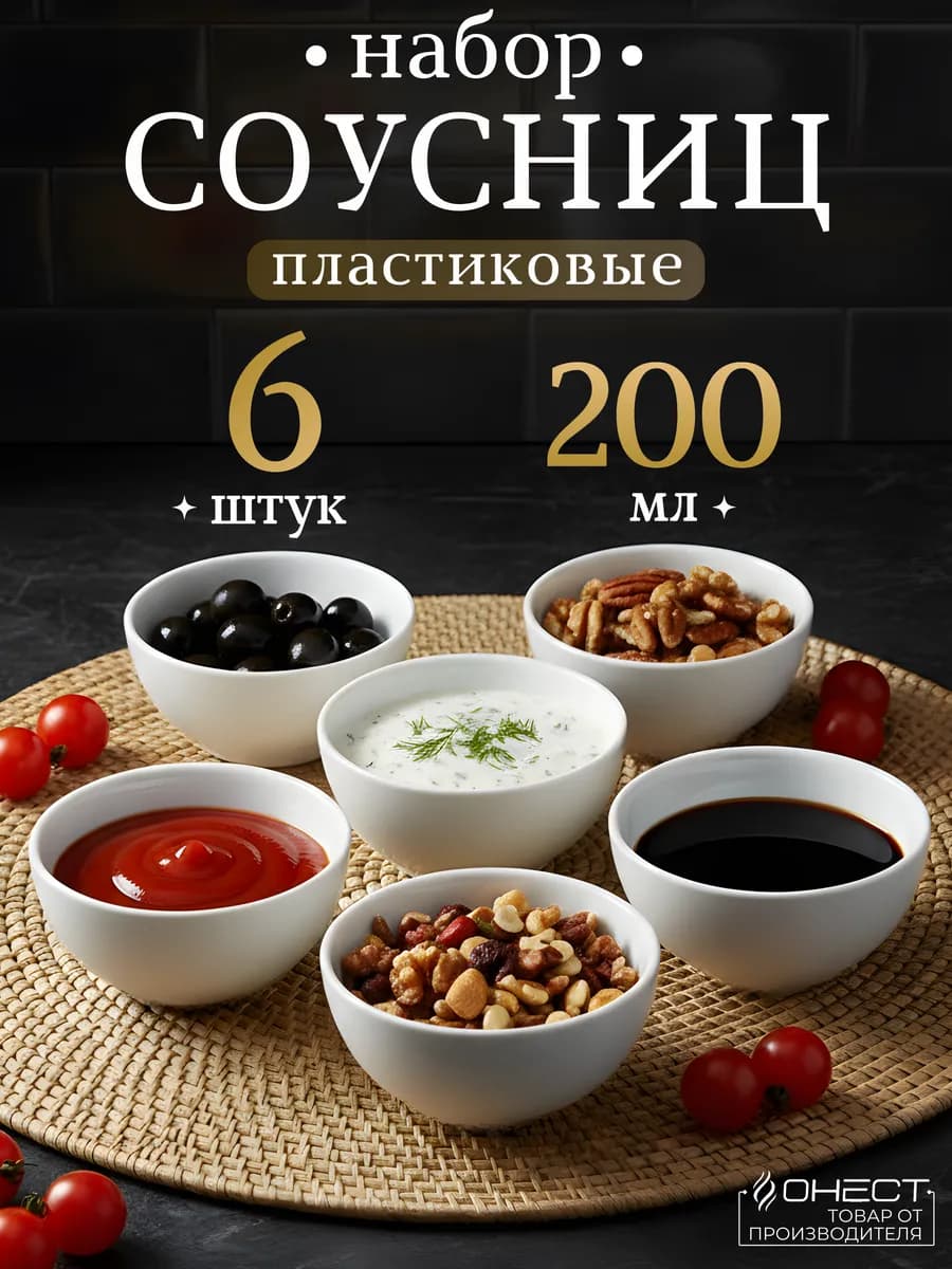 Набор пластиковых соусников 6 шт сервировка кухни