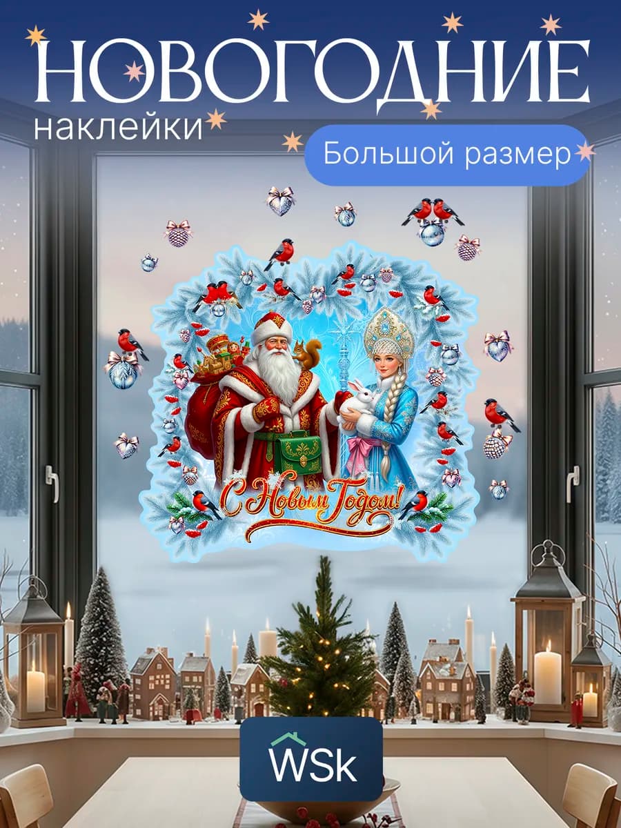 Новогодние наклейки набор универсальные украшения 2026 год