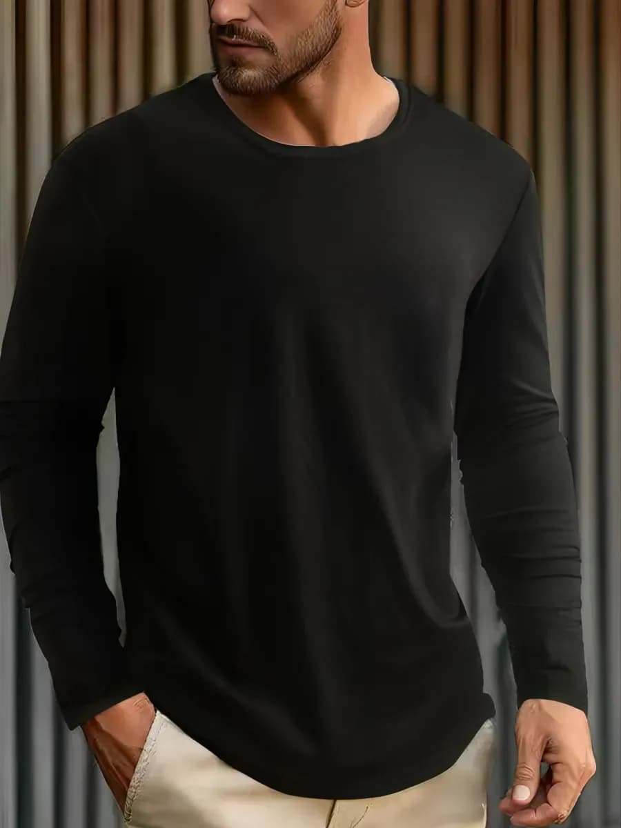 Лонгслив черный футболка с длинным рукавом хлопок