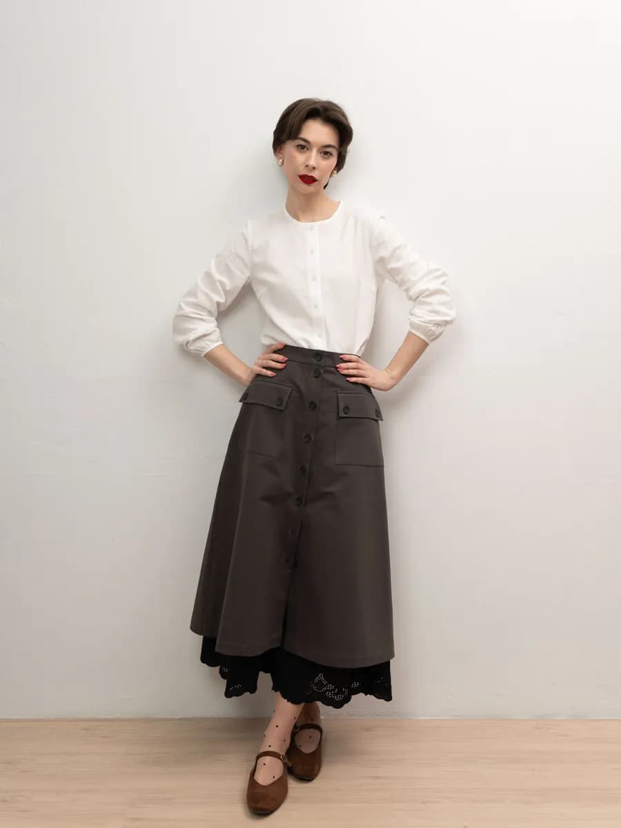 Юбка офисная с карманами ретро