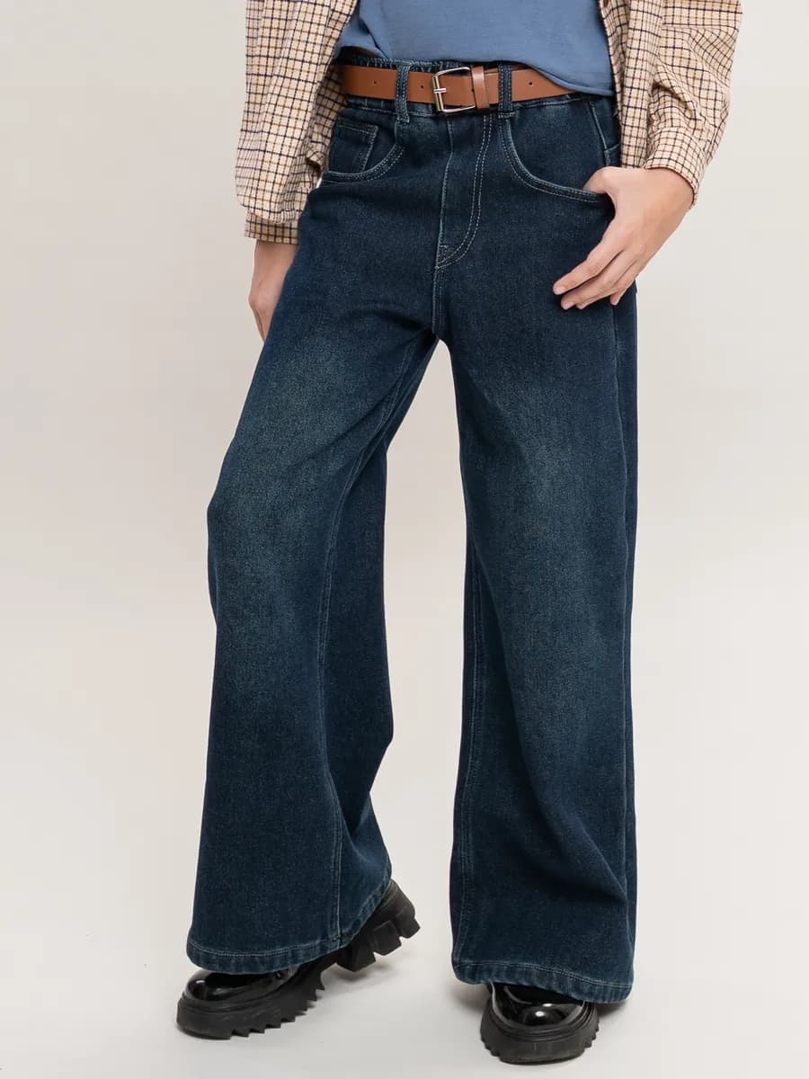 Джинсы палаццо утепленные на флисе подростковые