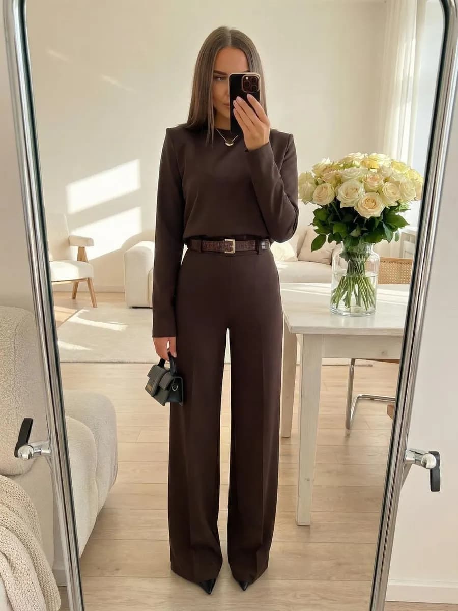 Брюки замшевые палаццо