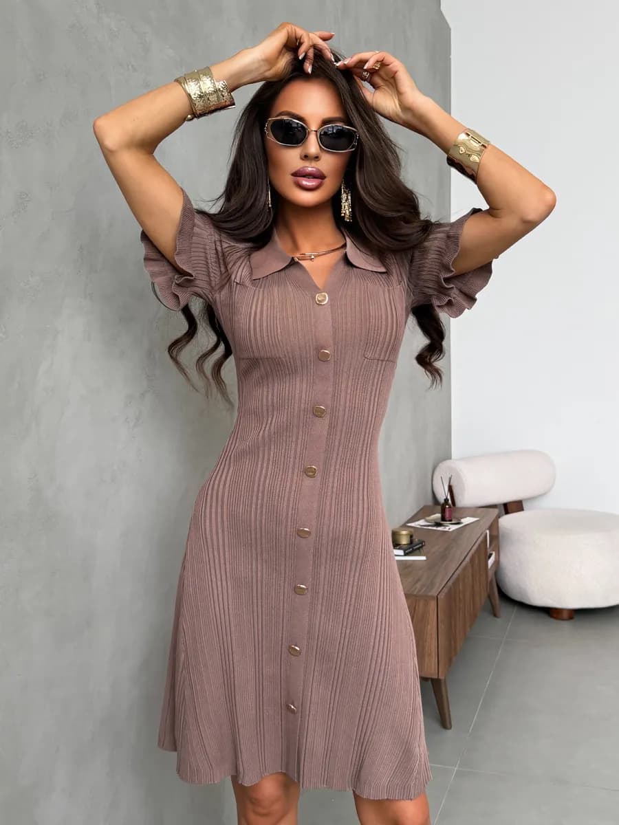 Платье вязаное трикотажное лапша короткое мини