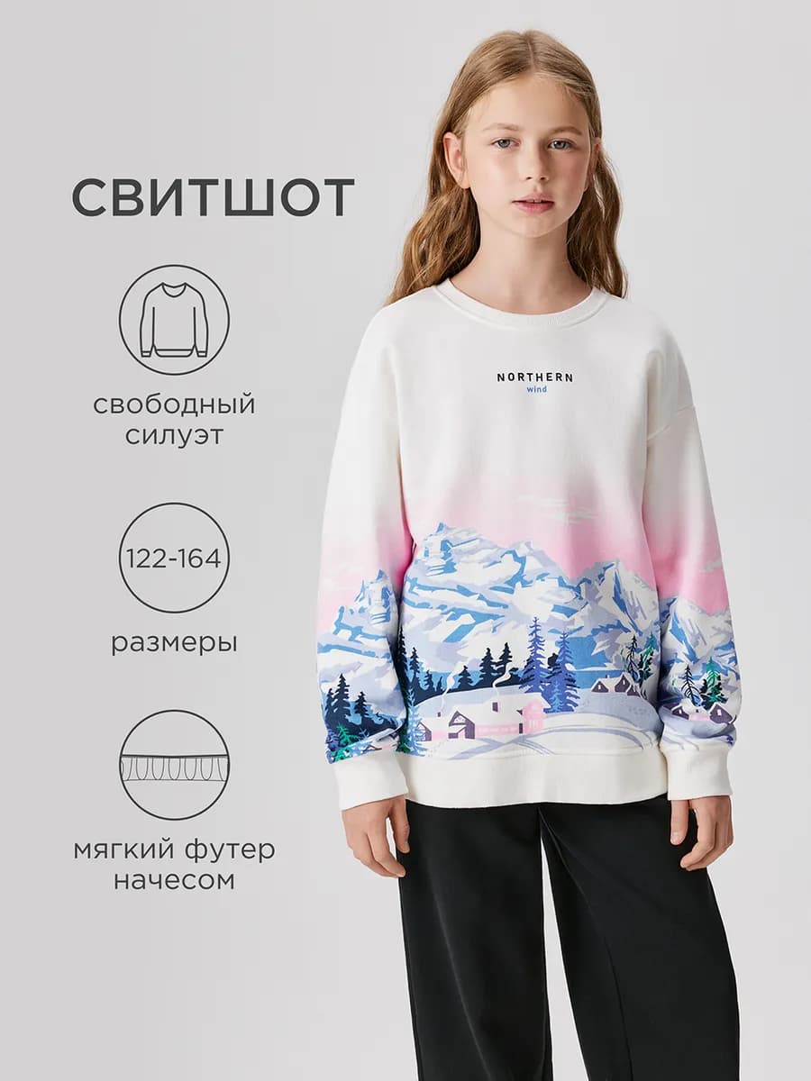 Свитшот с принтом снежных гор
