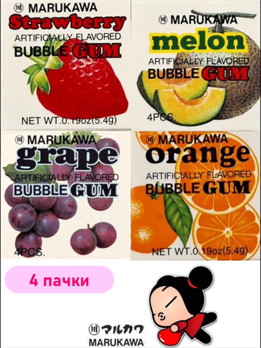 Жевательная резинка Марукава Ассорти 4 пачки