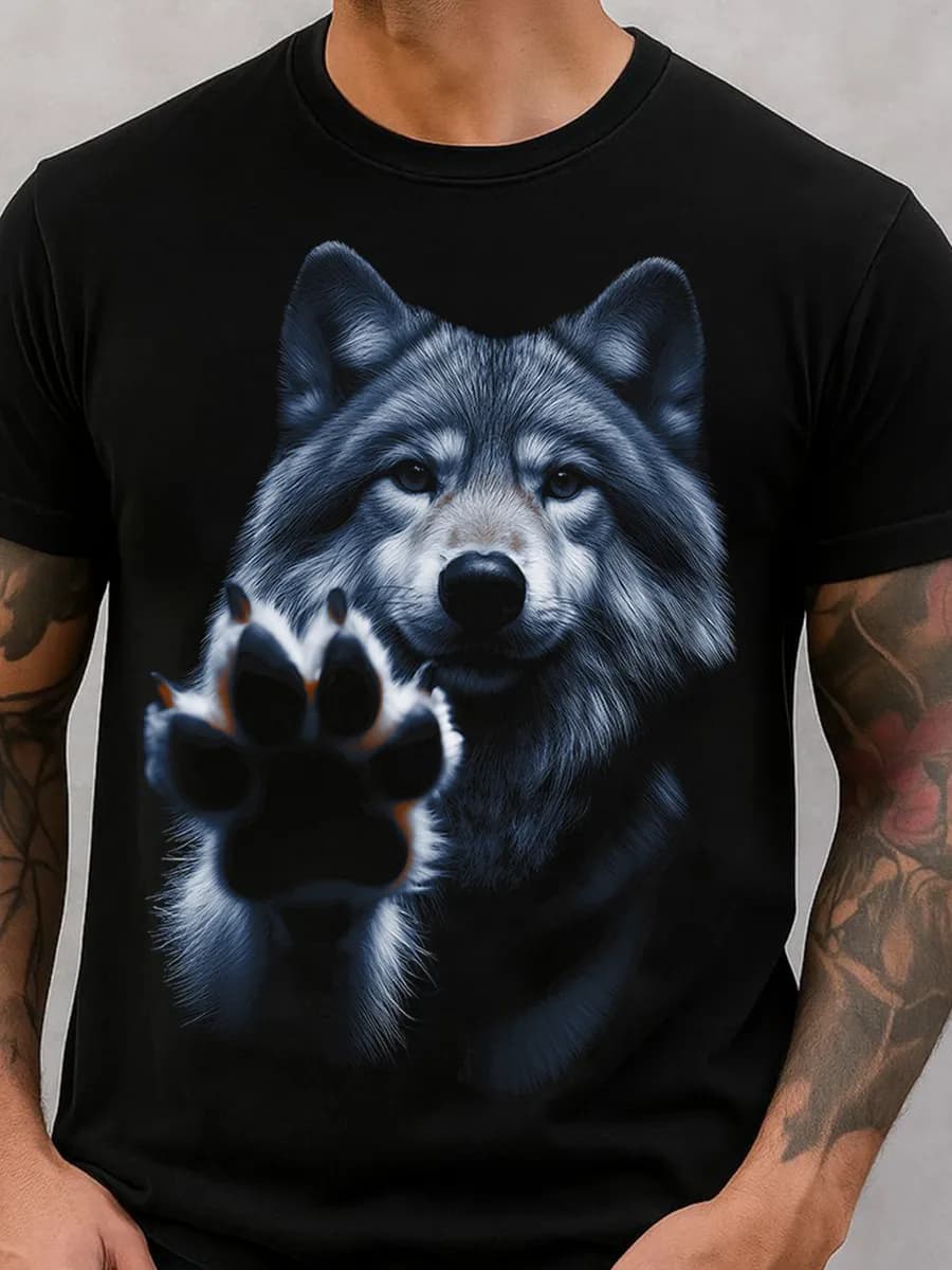 Футболка с принтом волк светящийся