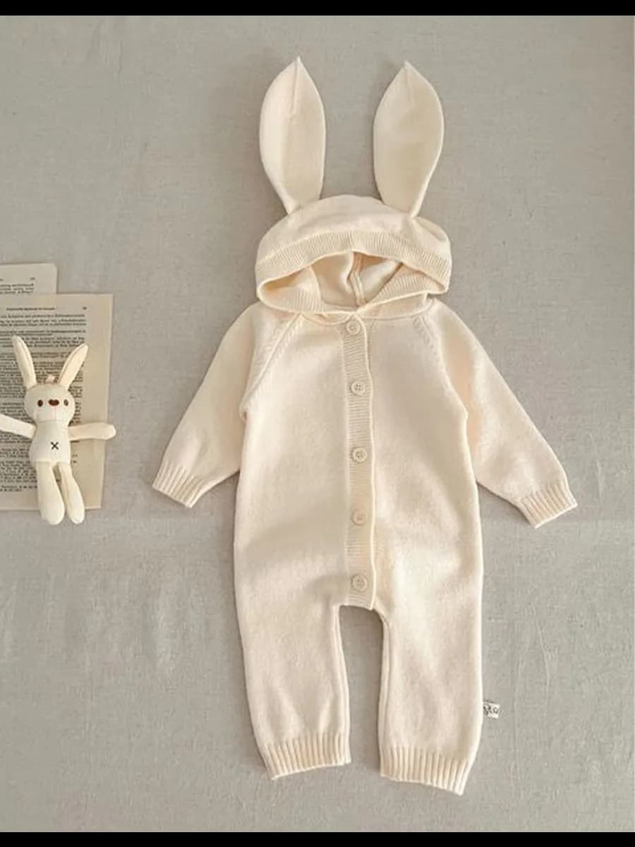 Комбинезон вязаный с ушками для новорожденного