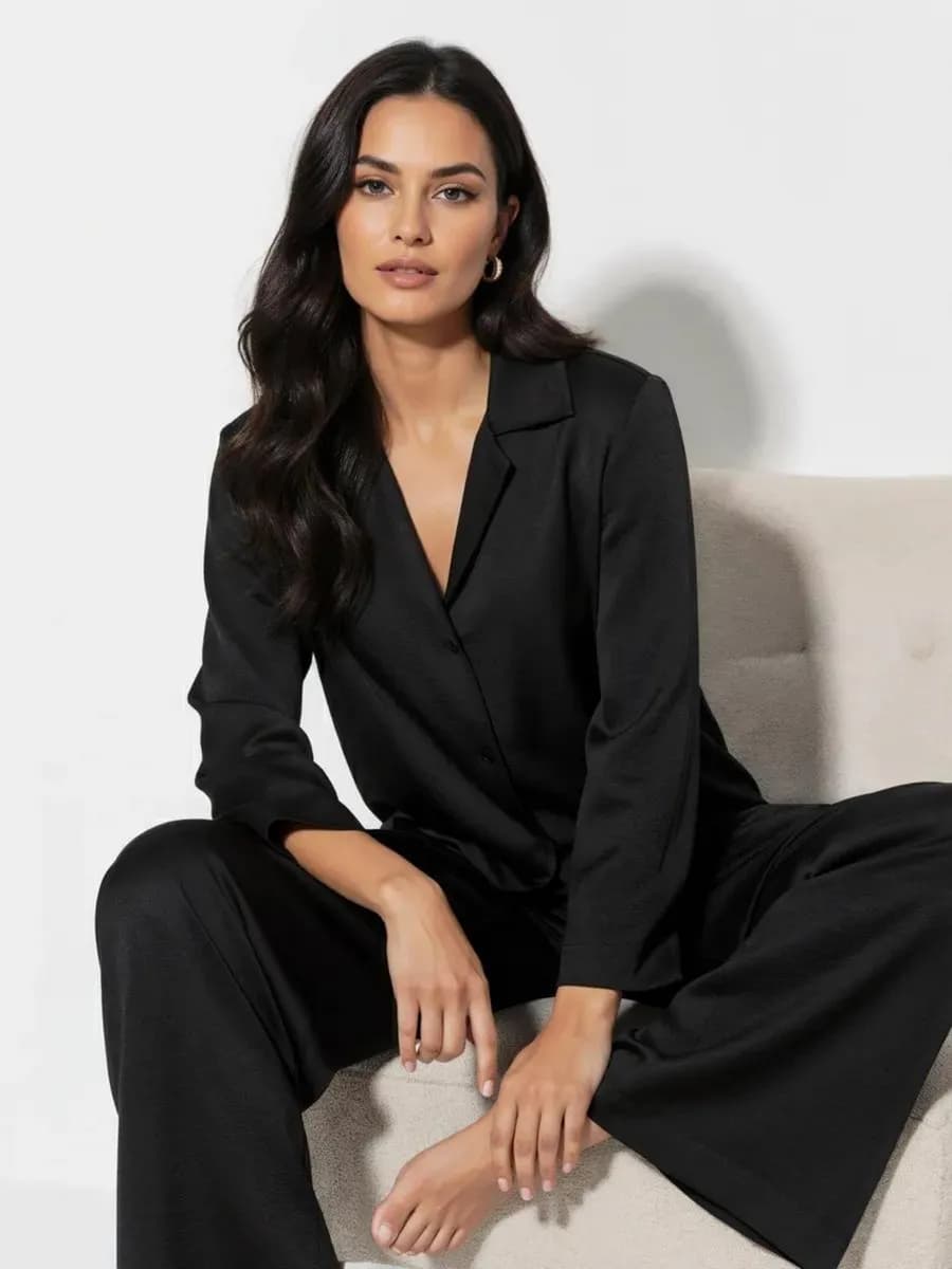 Костюм домашний Пижама со штанами с рубашкой на пуговицах