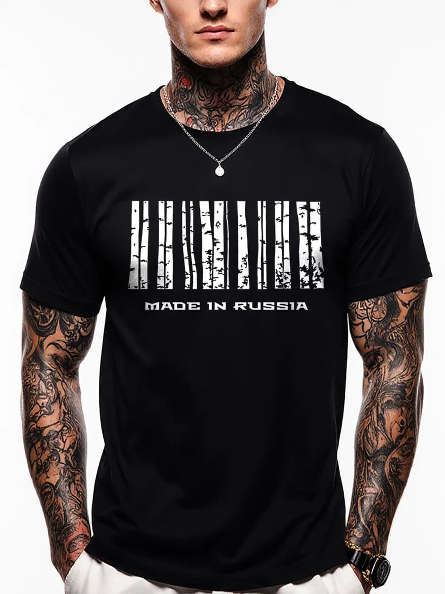 Футболка со светящимся принтом березки