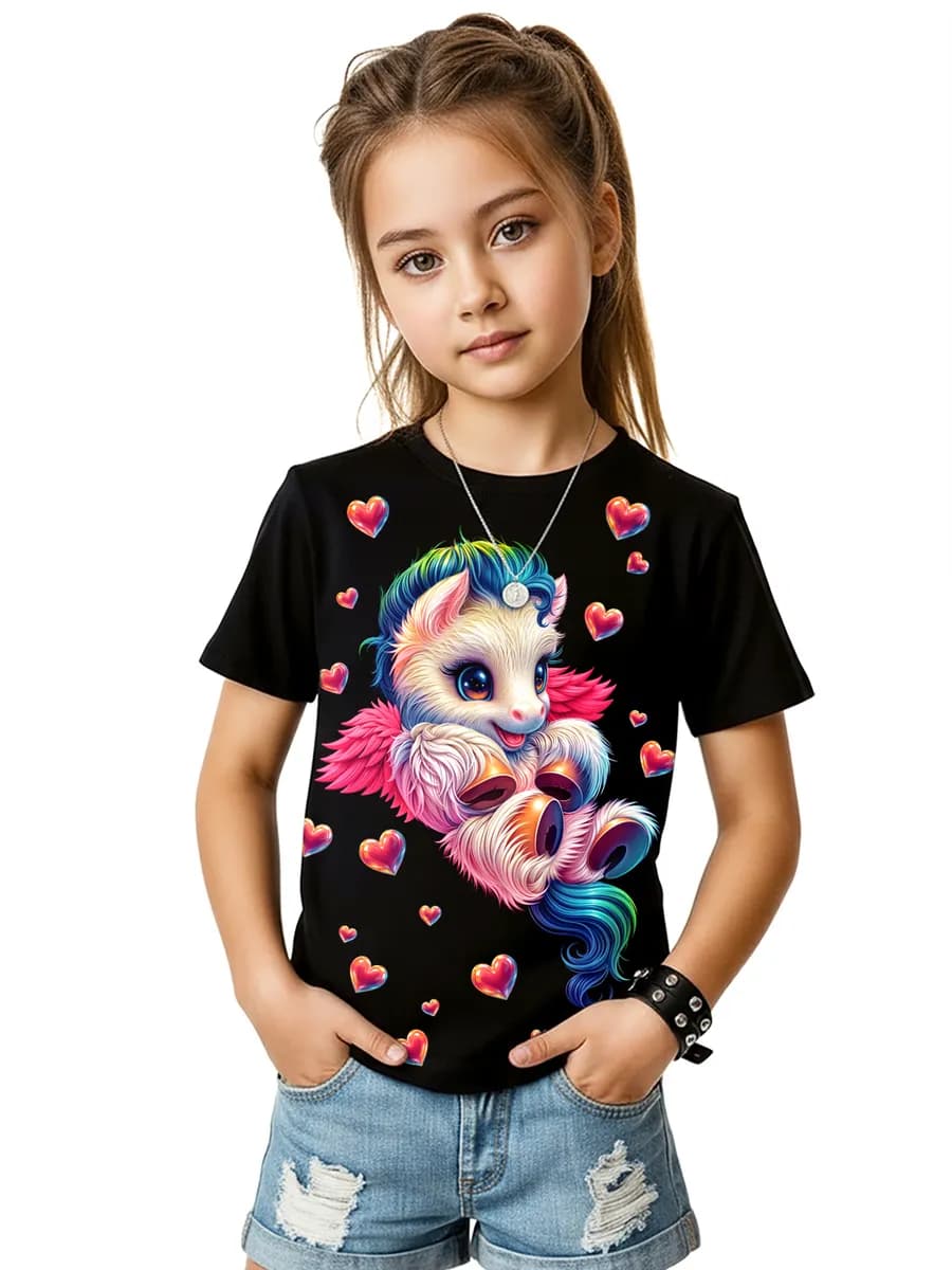 Новогодняя футболка 2026 со светящимся принтом Пони Конь