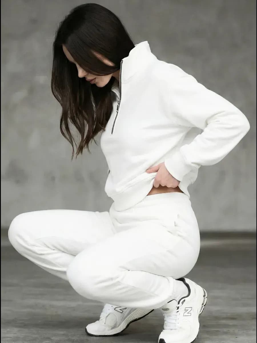 Оверсайз свитшот начес полузамок воротник молния утепленный