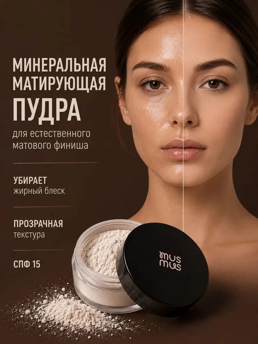 Матирующая пудра минеральная рассыпчатая