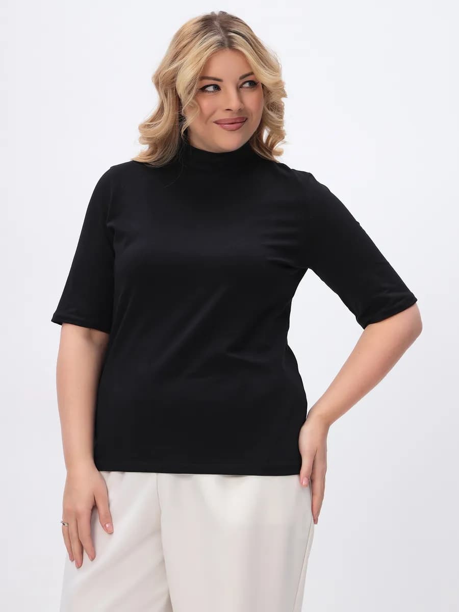 Водолазка женская с коротким рукавом футболка с горлом