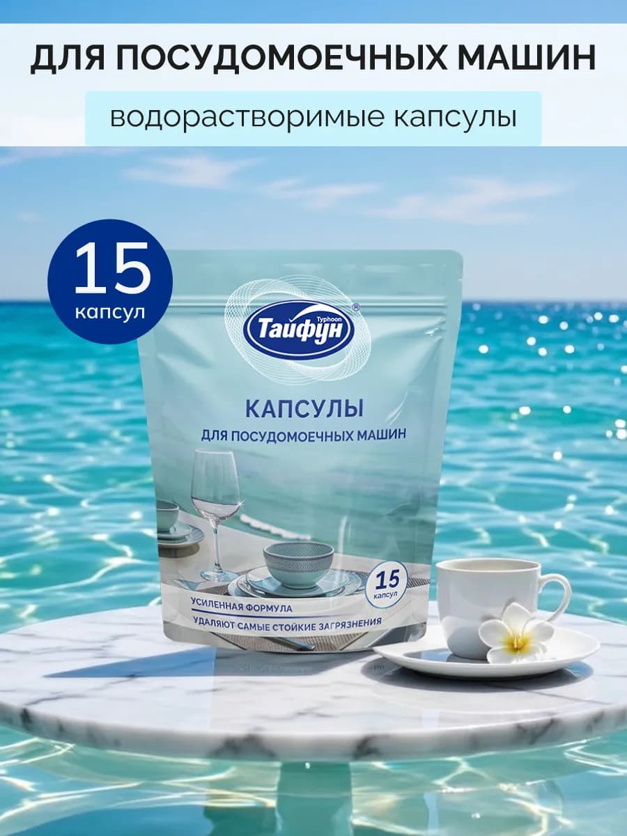 Капсулы для посудомоечных машин, 15 шт