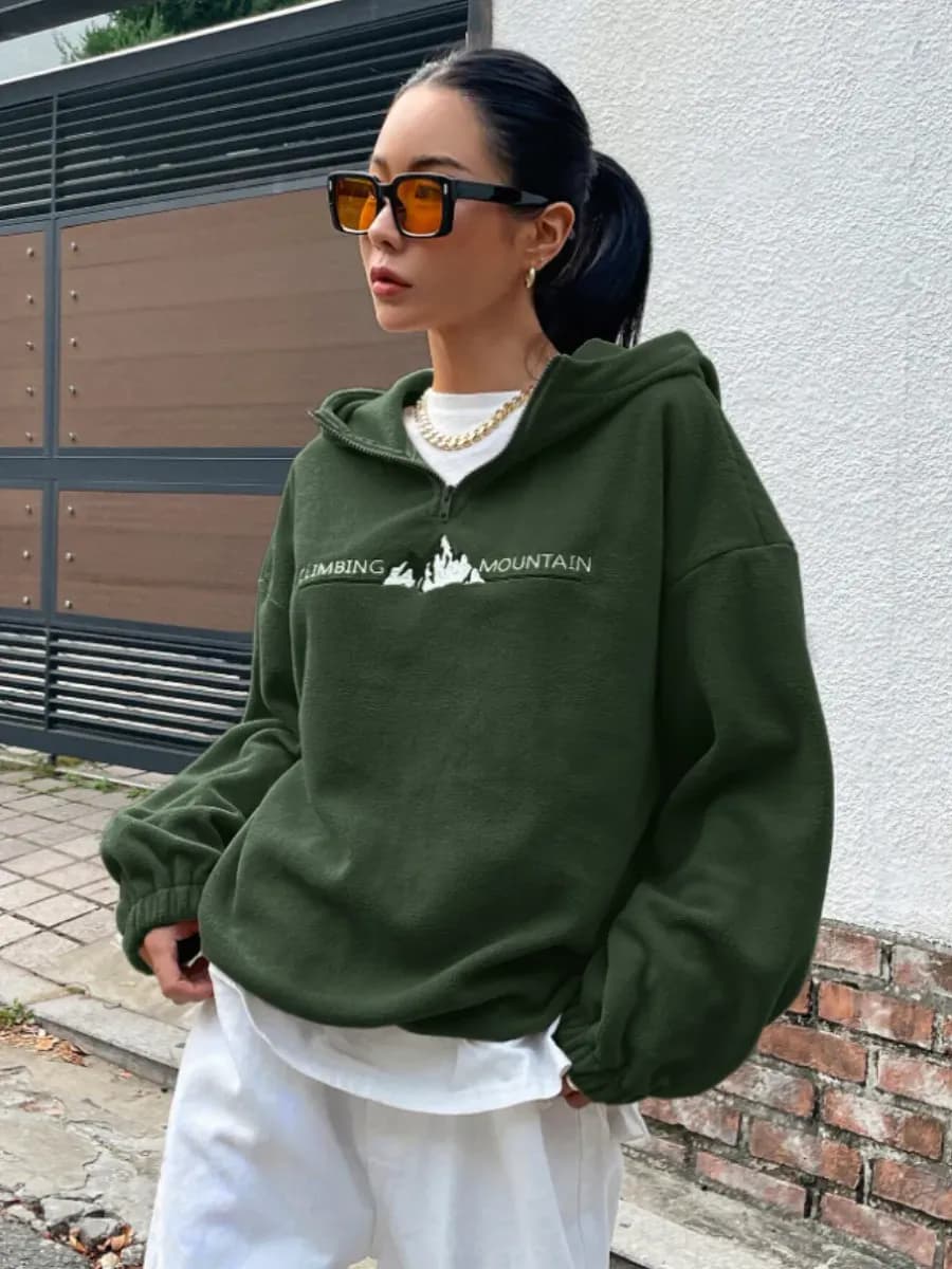 Толстовка оверсайз с капюшоном на молнии