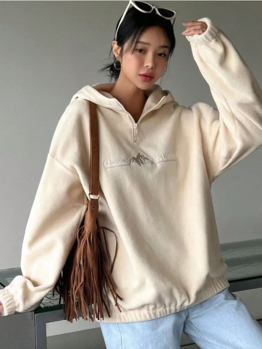 Толстовка оверсайз с капюшоном на молнии