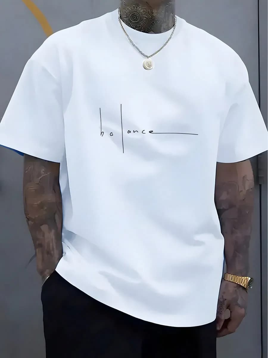 Футболка белая мужская с принтом - фото 1