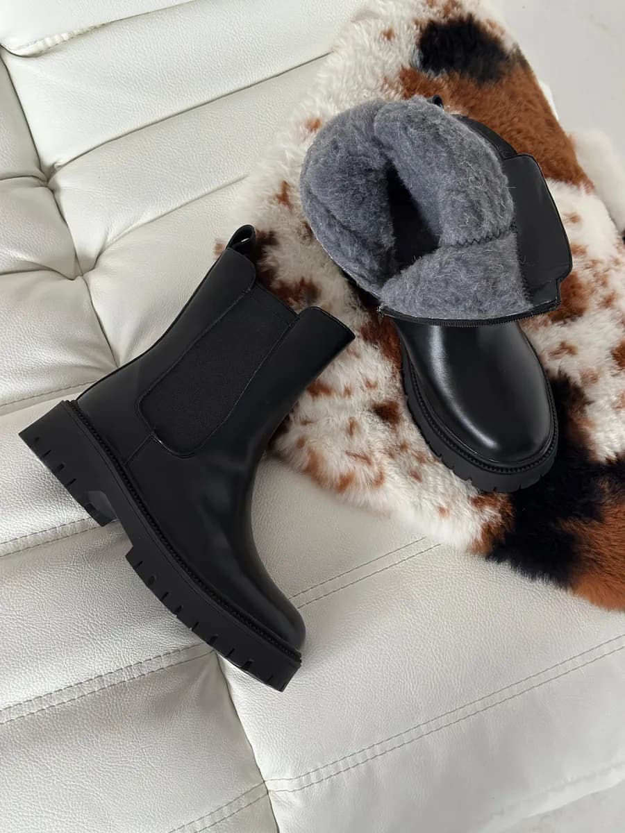 Зимние ботинки челси высокие на платформе