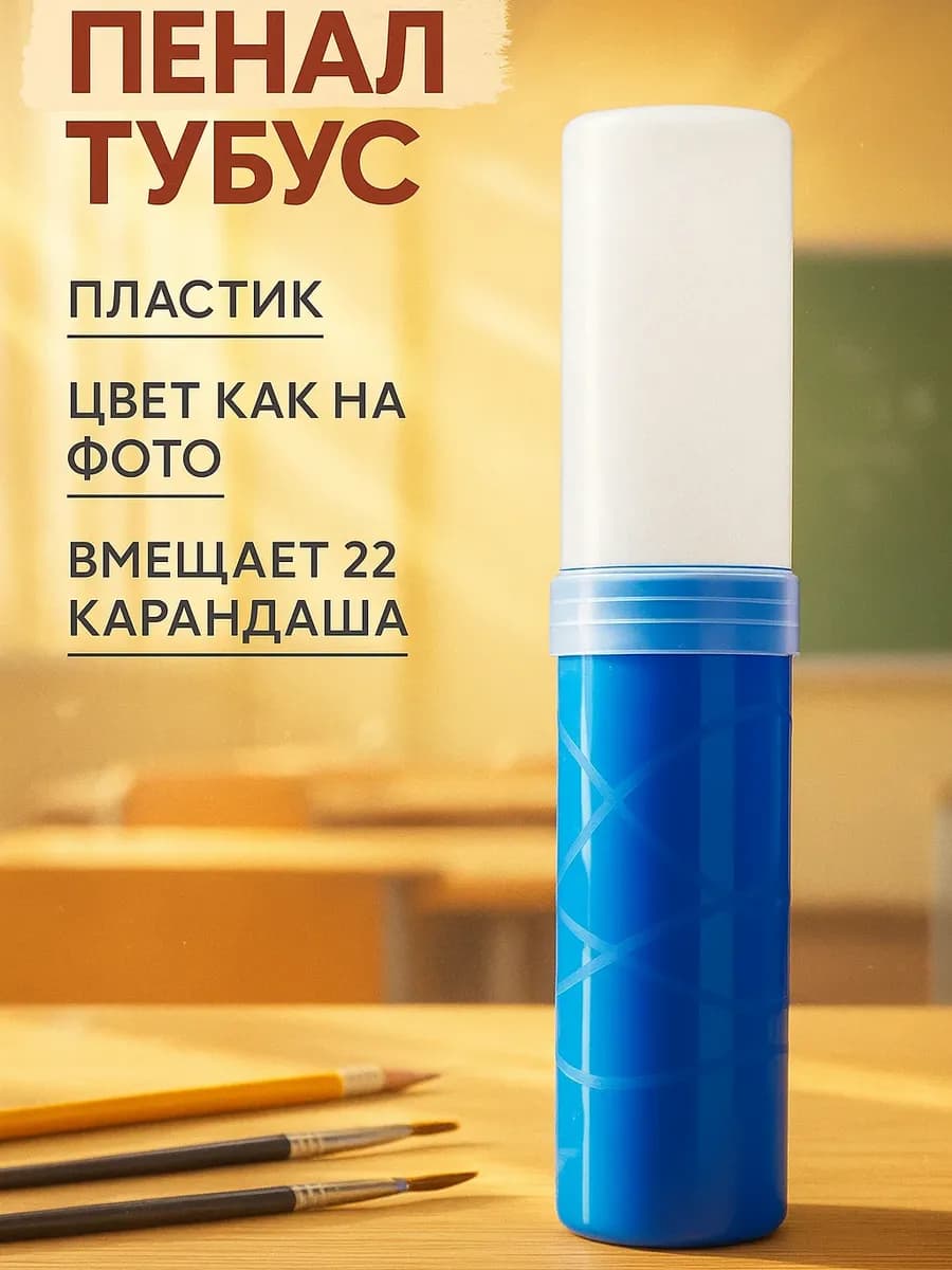 Пенал тубус пластиковый школьный