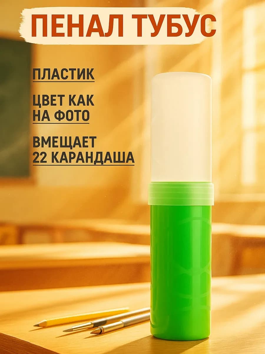 Пенал тубус пластиковый школьный