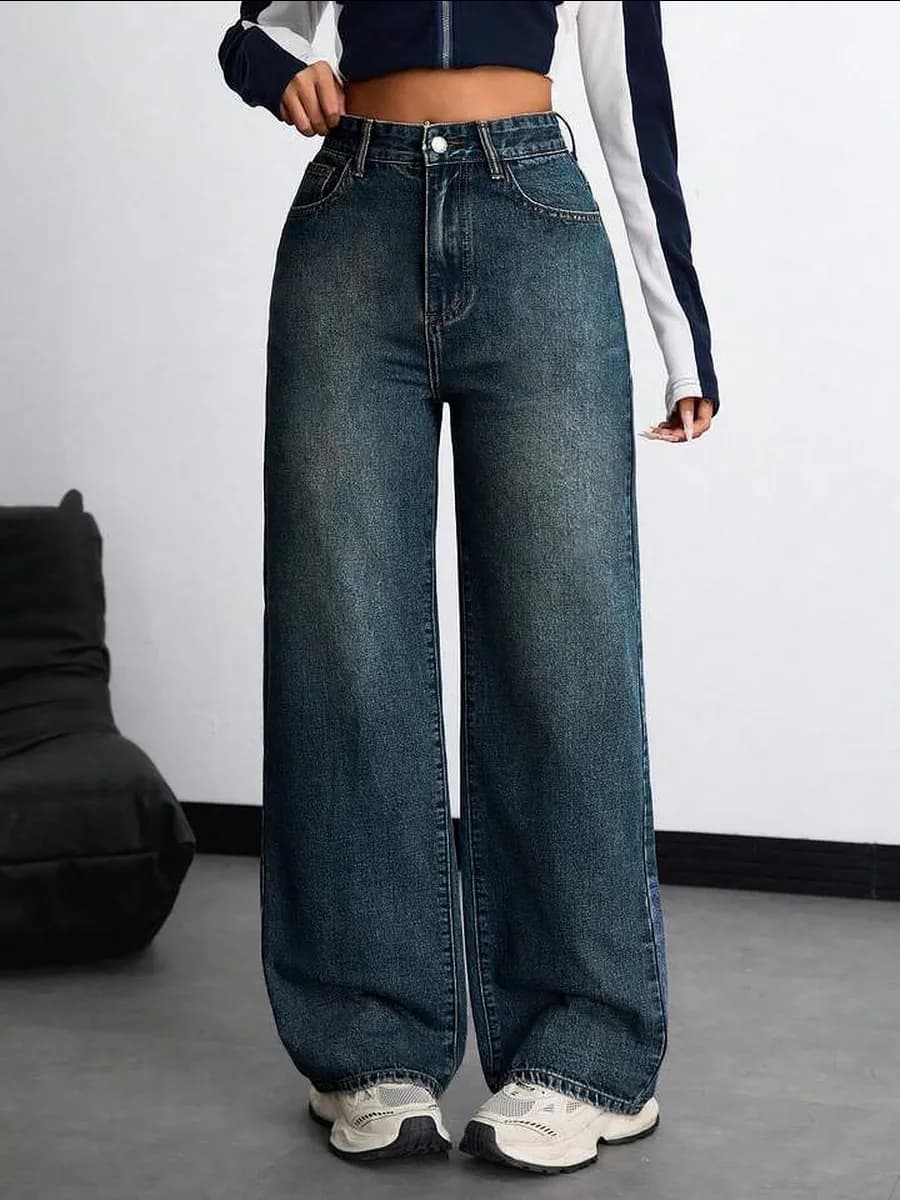 Джинсы женские широкие багги с высокой посадкой