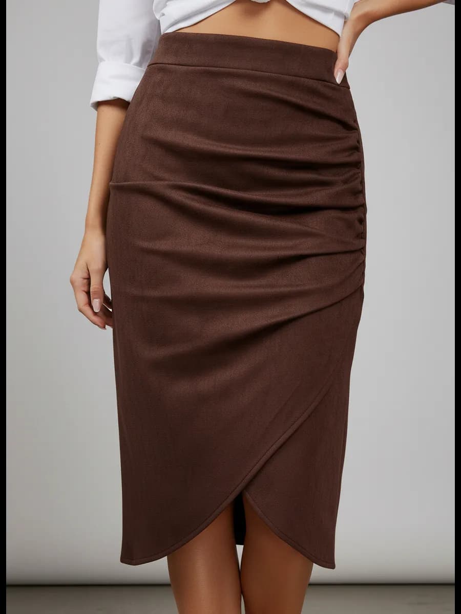 Юбка осенняя миди карандаш замшевая