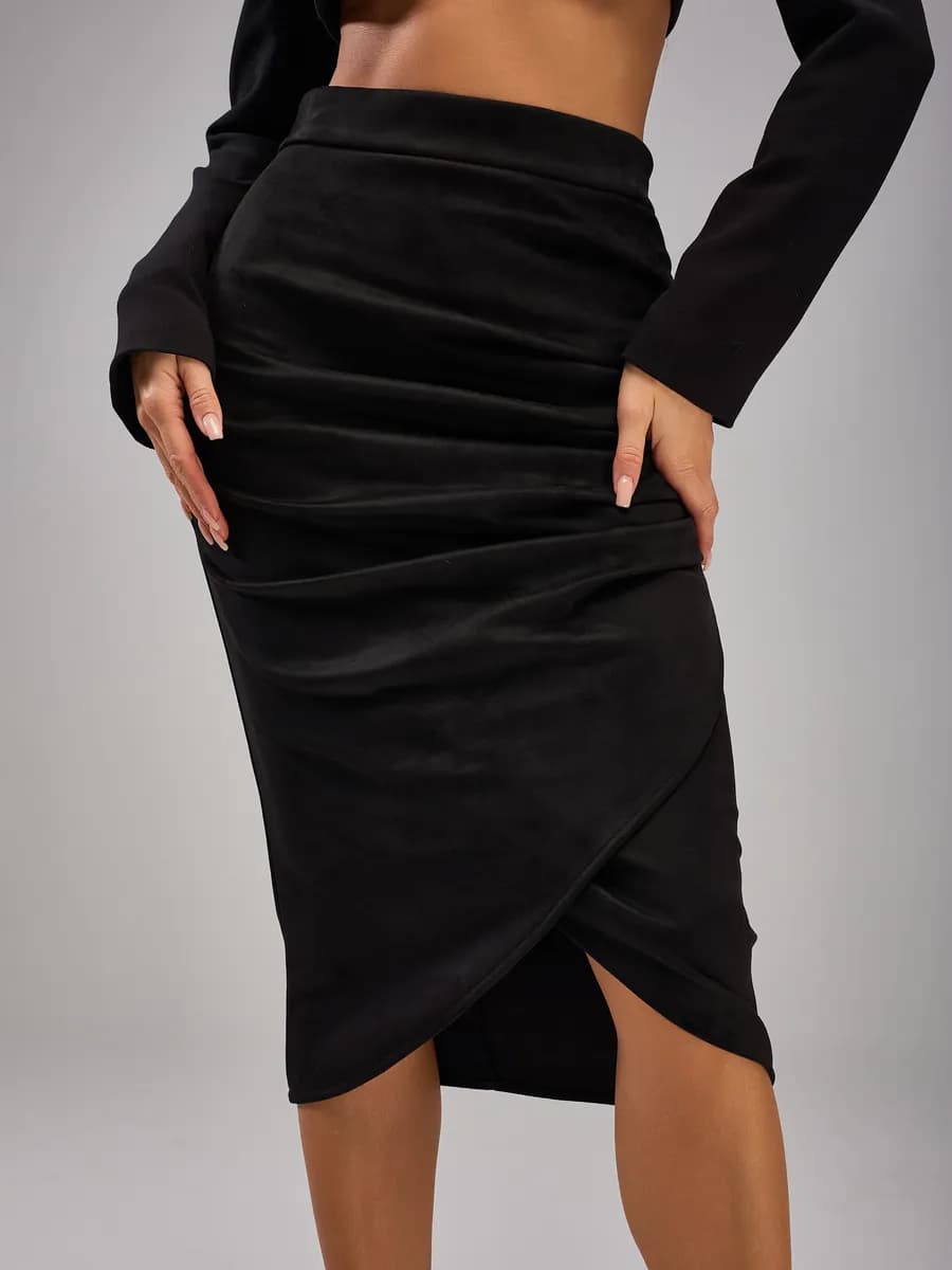 Юбка осенняя миди карандаш замшевая