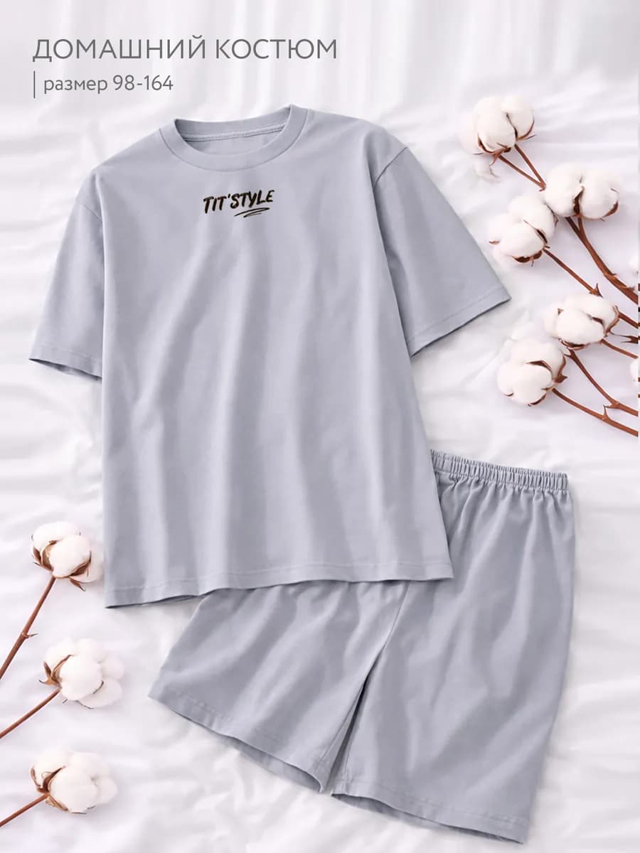 Пижама домашний костюм детский с шортами и футболкой хлопок