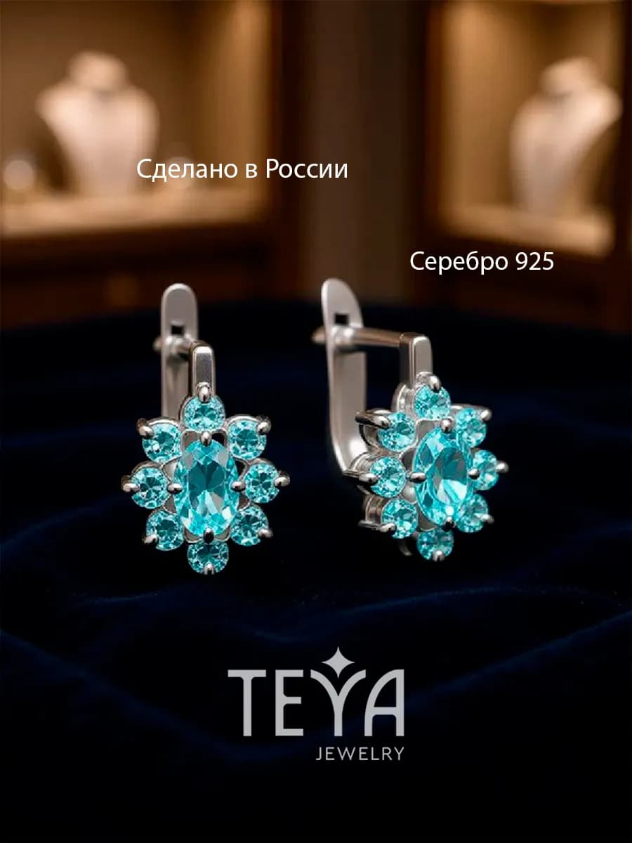 Серебряные серьги с натуральным топазом