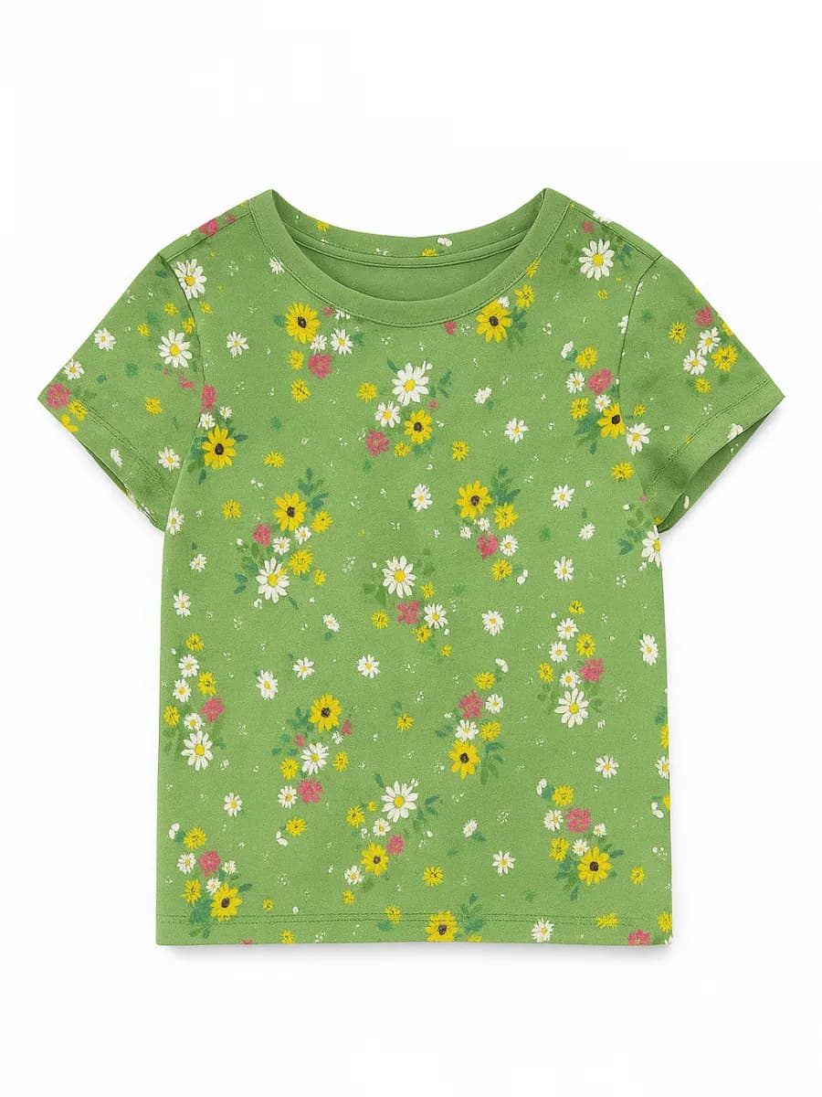 Футболка прямого кроя с цветочным принтом